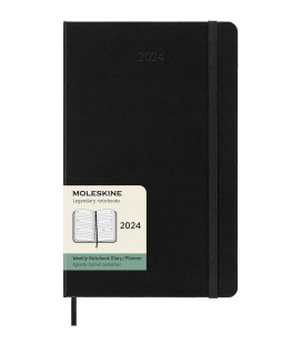 Classic Weekly Horizontal Planner 2024 (LARGE) Weekly Hard 12-Month — Black