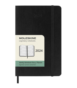 Classic Weekly Horizontal Planner 2024 (POCKET) Weekly Soft 12-Month — Black